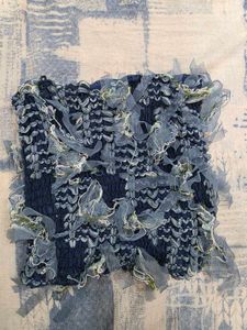 Blue Ruffle Trim Tube Top
