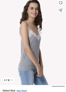 Grey Lace Trim Cami Top