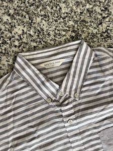 Men's Striped Short Sleeve Button-Down Shirt