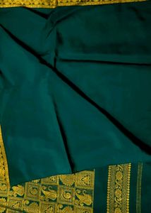 pure silk kanchipattu Teal Saree