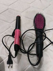 electric hair straightener and  brush