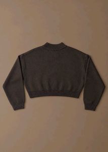 DARK BROWN CROPPED MOCK NECK SWEATER