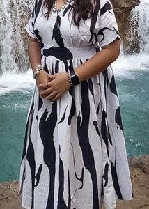 Stylish Abstract Print Midi Dress
