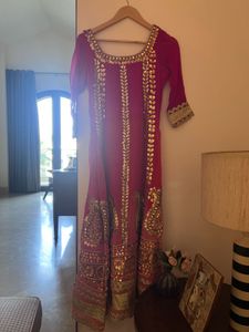 Stunning Pink Kurta Set with Gold Embellishments