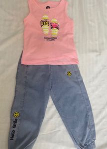 Top & Denim Joggers Set (5-6 Yrs) Todays Offer