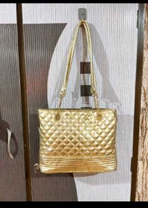 Shiny Gold Quilted Tote Bag