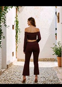 Chic Off-Shoulder Crop Top &amp; Flare Pants Set