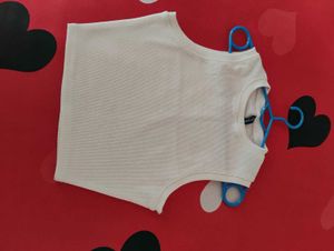 Cream Ribbed Cropped Tank Top