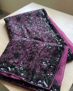 Pink Party Saree black sequins