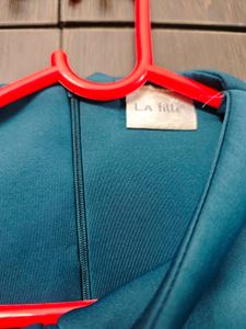 Teal Asymmetrical Button-Up Dress