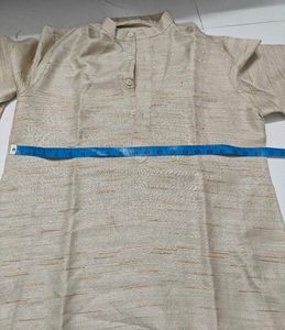 Men's Beige Textured Kurta