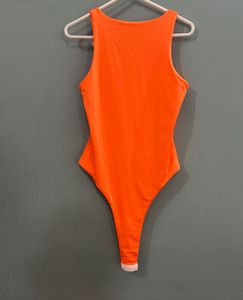 UNUSED Vibrant Orange High Neck Bodysuit