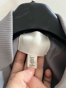 Grey cropped Bomber Jacket