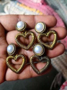 Heart Shaped Pearl Earrings combo pack 2 free gift