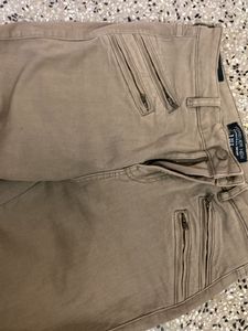Olive Green Zipper Pocket Skinny Jeans