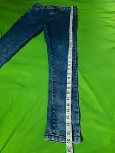 Acid Wash Denim Blue High Rise Super Skinny Jeans