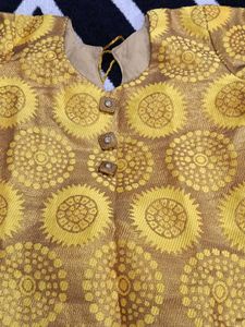 Girls' Yellow &amp; Beige Ethnic Dress