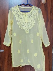 Elegant Yellow Chikankari Kurta