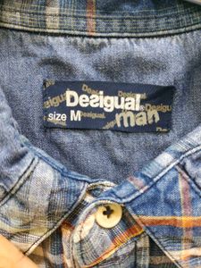 Desigual Blue Patchwork Plaid Shirt