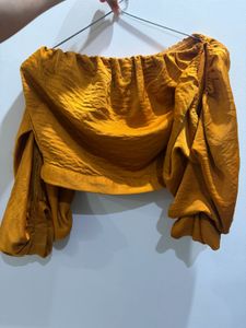 Trendy Mustard Off-Shoulder Top