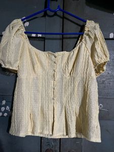 Puff Sleeve Textured Crop Top