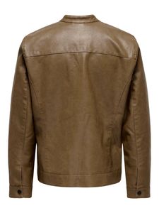 Stylish Brown Faux Leather Jacket