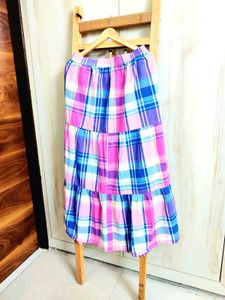 Chic Tiered Plaid Maxi Skirt waist size-38