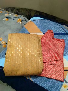 Beautiful Zari Jacquard Saree with Stitched Blouse