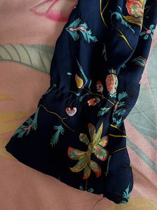 Bohemian Floral Print Navy Top