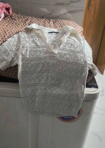 Zudio White Knit Cardigan