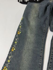 Y2k Sparkly Cami &amp; Embroidered Flare Jeans