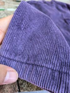 Purple Corduroy Wide-Leg Pants
