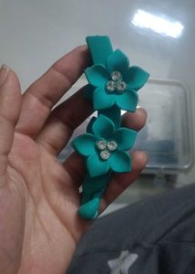 Turquoise Floral Hair clip/banana pin