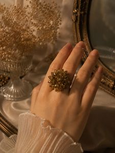 Amber Blossom Statement Ring
