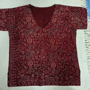 Ajrakh Print Dyed Cotton Top