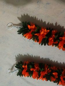 Orange &amp; Green Flower Garland Necklace