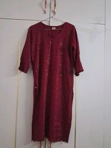Maroon Sequined Kurta