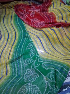 Beautiful Multi-Color Leheriya &amp; Bandhani Saree ✨