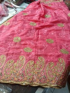 Pink Embroidered Saree( Fix price)