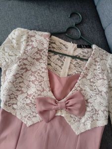 Chic Pink Mini Dress with Lace Bolero