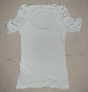 🤍 ZARA Rare Mint Green Ruched Puff-Sleeve Top