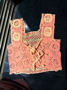 Crochet Lace-Up Tank Top
