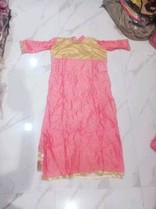 Elegant Pink Kurta with dupatta Gold Embroidery