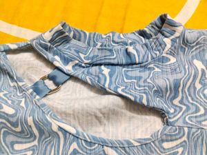 Blue Marble Ribbed Cut-Out Top
