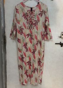 Floral Print Embellished Kurta