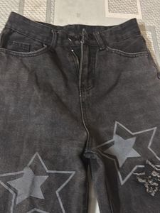 y2k chatpati Black Star Patch Jeans