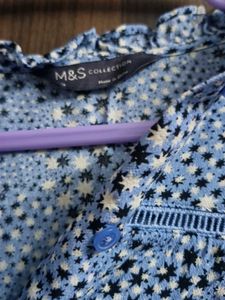 Marks &amp; Spencer Blue Printed Peplum Top