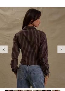 Pinstripe Collared Button-Up Shirt