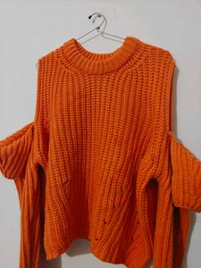heavy imported Chic Cold Shoulder Knit Sweater