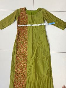 Green Kruti With Patch Work
